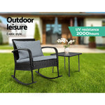 Gardeon 2PC Rocking Chair Table Wicker Outdoor Furniture Patio Lounge Setting - Furniture > Outdoor