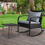 Gardeon 2PC Rocking Chair Table Wicker Outdoor Furniture Patio Lounge Setting - Furniture > Outdoor