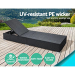 Gardeon 2PC Sun Lounge Wicker Lounger Outdoor Furniture Day Bed Adjustable Rattan Garden - Furniture > Outdoor