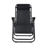 Gardeon 2PC Zero Gravity Chair Folding Outdoor Recliner Adjustable Sun Lounge Camping Black - Furniture > Outdoor