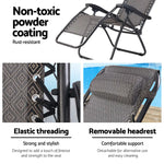 Gardeon 2PC Zero Gravity Chair Folding Outdoor Recliner Adjustable Sun Lounge Camping Beige - Furniture > Outdoor