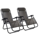 Gardeon 2PC Zero Gravity Chair Folding Outdoor Recliner Adjustable Sun Lounge Camping Grey - Furniture > Outdoor