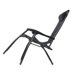 Gardeon 2PC Zero Gravity Chair Folding Outdoor Recliner Adjustable Sun Lounge Camping Black - Furniture > Outdoor
