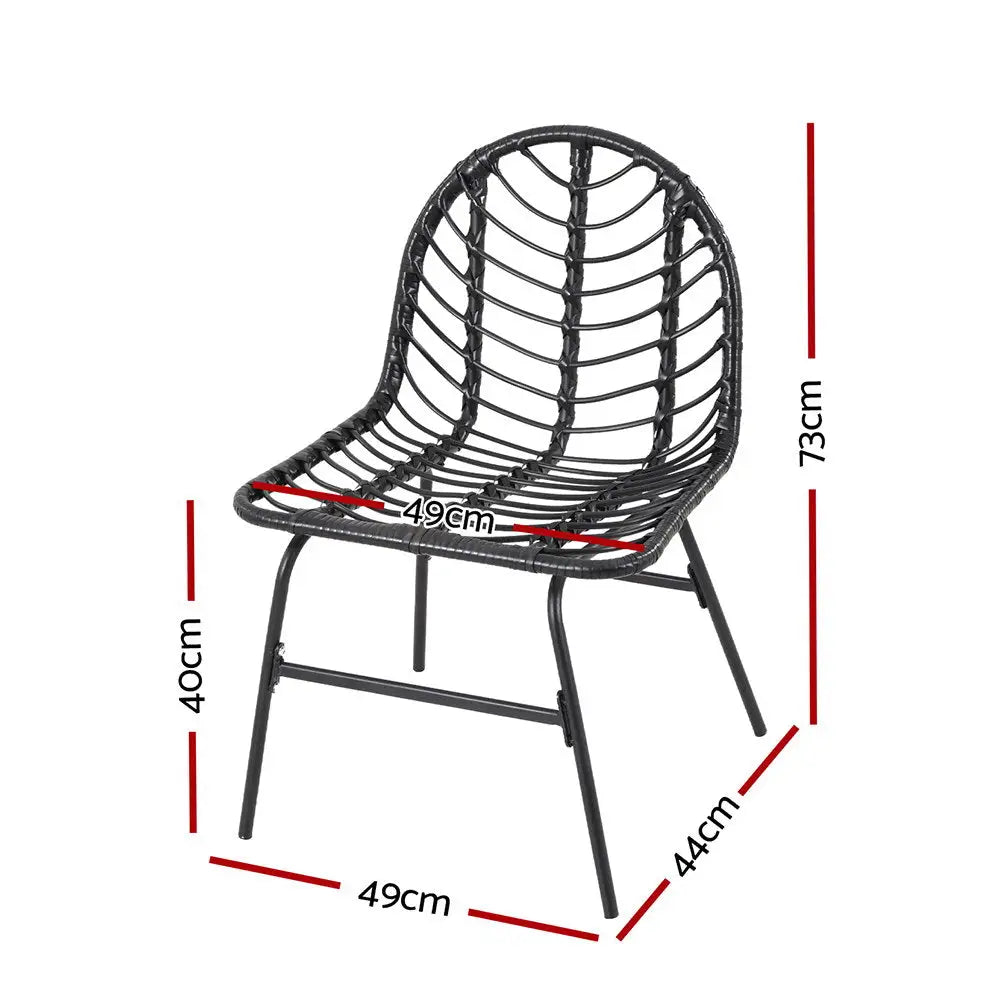 Gardeon 2x Outdoor Chairs Dining Chair Lounge Wicker Patio Furniture Black - Furniture > Outdoor > Outdoor Chairs