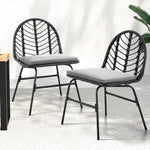 Gardeon 2x Outdoor Chairs Dining Chair Lounge Wicker Patio Furniture Black - Furniture > Outdoor > Outdoor Chairs