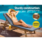 Gardeon 2x Sun Lounge Wooden Lounger Outdoor Furniture Day Bed Wheel Patio Grey - Furniture > Outdoor