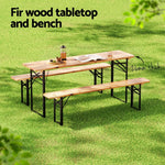 Gardeon 3 PCS Outdoor Furniture Dining Set Lounge Setting Patio Wooden Bench - Furniture > Outdoor