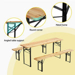 Gardeon 3 PCS Outdoor Furniture Dining Set Lounge Setting Patio Wooden Bench - Furniture > Outdoor