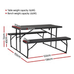 Gardeon 3 PCS Outdoor Furniture Dining Set Lounge Setting Patio HDPE Bench - Furniture > Outdoor