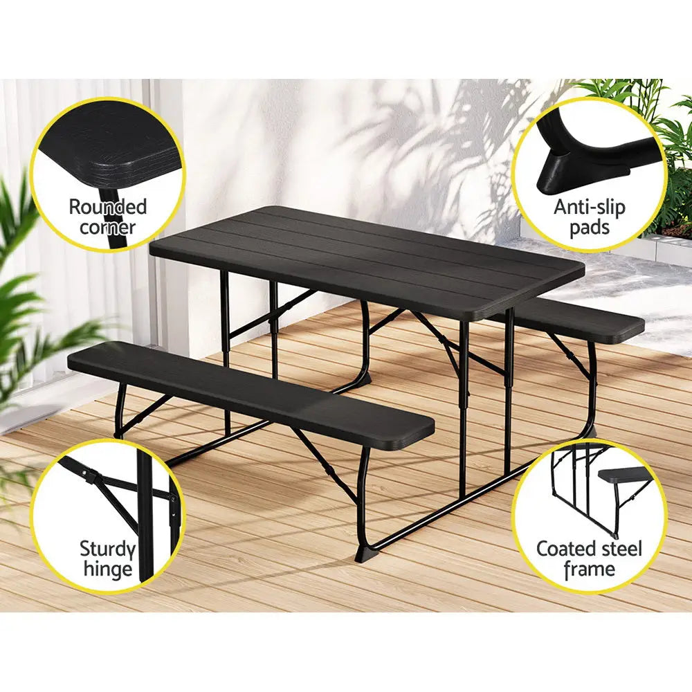 Gardeon 3 PCS Outdoor Furniture Dining Set Lounge Setting Patio HDPE Bench - Furniture > Outdoor
