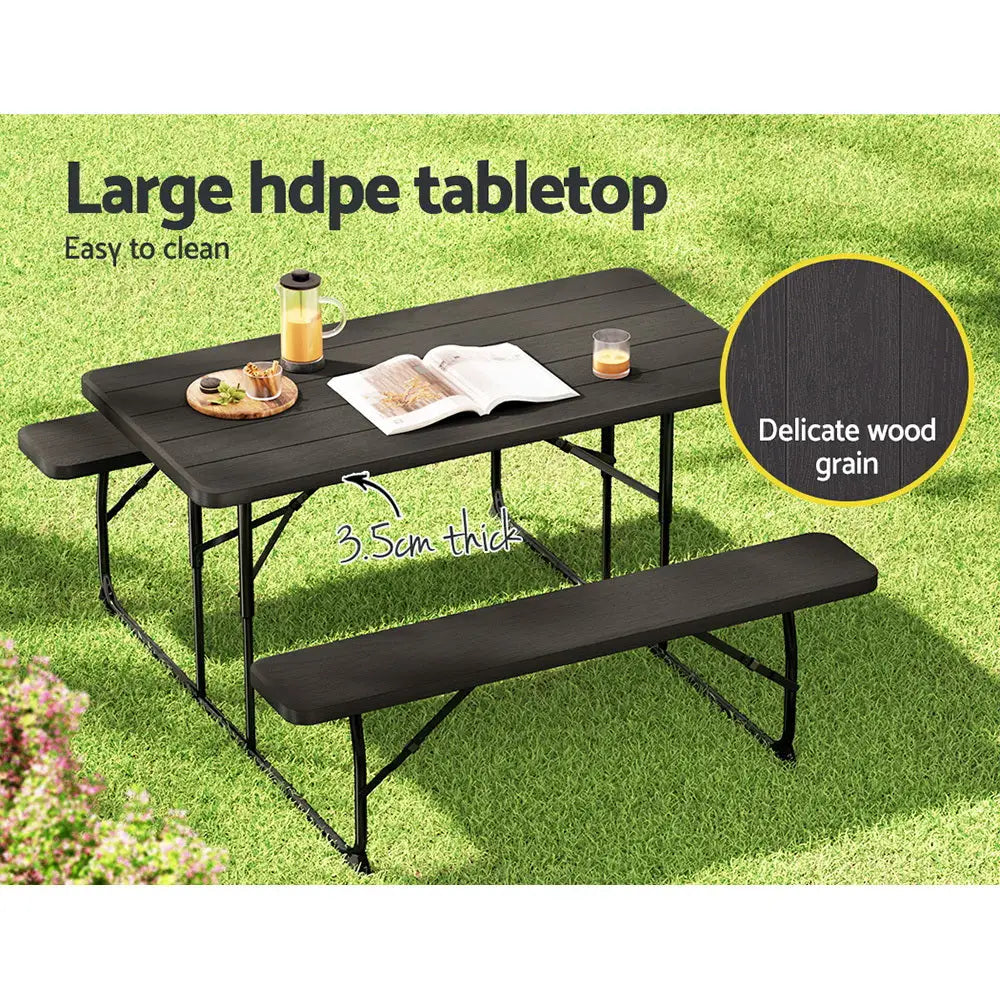 Gardeon 3 PCS Outdoor Furniture Dining Set Lounge Setting Patio HDPE Bench - Furniture > Outdoor