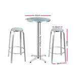 Gardeon 3-Piece Outdoor Bar Set Bistro Table Stools Adjustable Round Cafe - Furniture > Outdoor