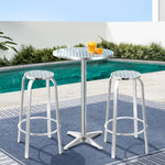 Gardeon 3-Piece Outdoor Bar Set Bistro Table Stools Adjustable Round Cafe - Furniture > Outdoor