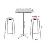 Gardeon 3-Piece Outdoor Bar Set Bistro Table Stools Adjustable Square Cafe - Furniture > Outdoor