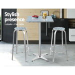 Gardeon 3-Piece Outdoor Bar Set Bistro Table Stools Adjustable Square Cafe - Furniture > Outdoor