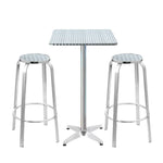 Gardeon 3-Piece Outdoor Bar Set Bistro Table Stools Adjustable Square Cafe - Furniture > Outdoor