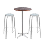 Gardeon 3-Piece Outdoor Bar Set Bistro Table Stools Adjustable Wooden Cafe - Furniture > Outdoor