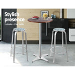 Gardeon 3-Piece Outdoor Bar Set Bistro Table Stools Adjustable Wooden Cafe - Furniture > Outdoor
