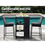 Gardeon 3-Piece Outdoor Bar Set Patio Dining Chairs Wicker Table Stools - Furniture > Outdoor