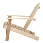 Gardeon 3PC Adirondack Outdoor Table and Chairs Wooden Beach Chair Natural - Furniture > Outdoor > Outdoor Chairs