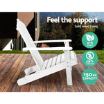 Gardeon 3PC Adirondack Outdoor Table and Chairs Wooden Beach Chair White - Furniture > Outdoor > Outdoor Sofas & Lounge