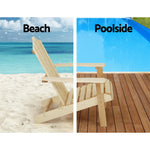 Gardeon 3PC Adirondack Outdoor Table and Chairs Wooden Beach Chair Natural - Furniture > Outdoor > Outdoor Chairs