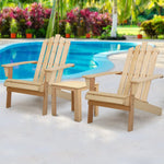 Gardeon 3PC Adirondack Outdoor Table and Chairs Wooden Beach Chair Natural - Furniture > Outdoor > Outdoor Chairs