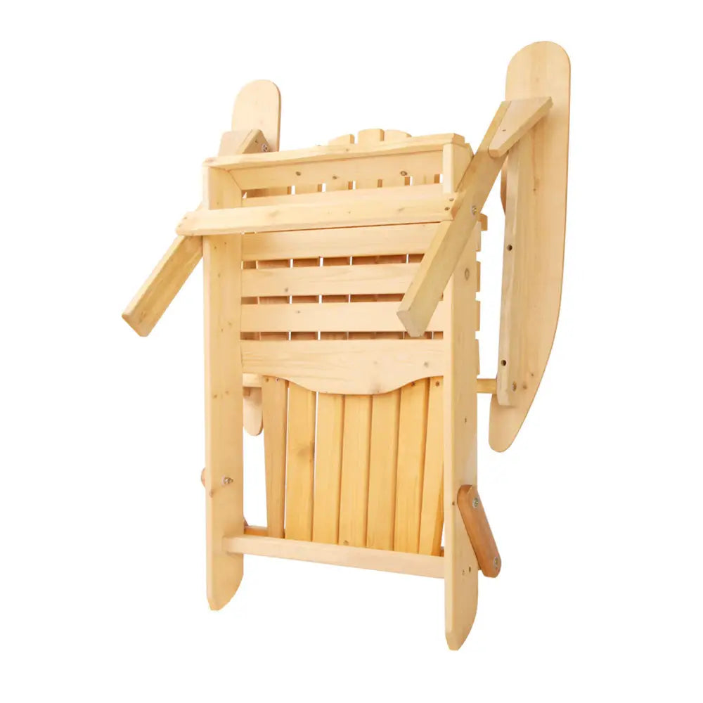 Gardeon 3PC Adirondack Outdoor Table and Chairs Wooden Foldable Beach Chair Natural - Furniture > Outdoor > Outdoor