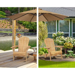 Gardeon 3PC Adirondack Outdoor Table and Chairs Wooden Foldable Beach Chair Natural - Furniture > Outdoor > Outdoor