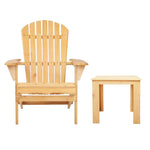 Gardeon 3PC Adirondack Outdoor Table and Chairs Wooden Foldable Beach Chair Natural - Furniture > Outdoor > Outdoor