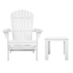 Gardeon 3PC Adirondack Outdoor Table and Chairs Wooden Foldable Beach Chair White - Furniture > Outdoor > Outdoor Sofas