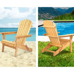 Gardeon 3PC Adirondack Outdoor Table and Chairs Wooden Foldable Beach Chair Natural - Furniture > Outdoor > Outdoor