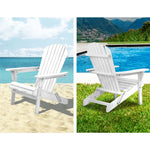 Gardeon 3PC Adirondack Outdoor Table and Chairs Wooden Foldable Beach Chair White - Furniture > Outdoor > Outdoor Sofas