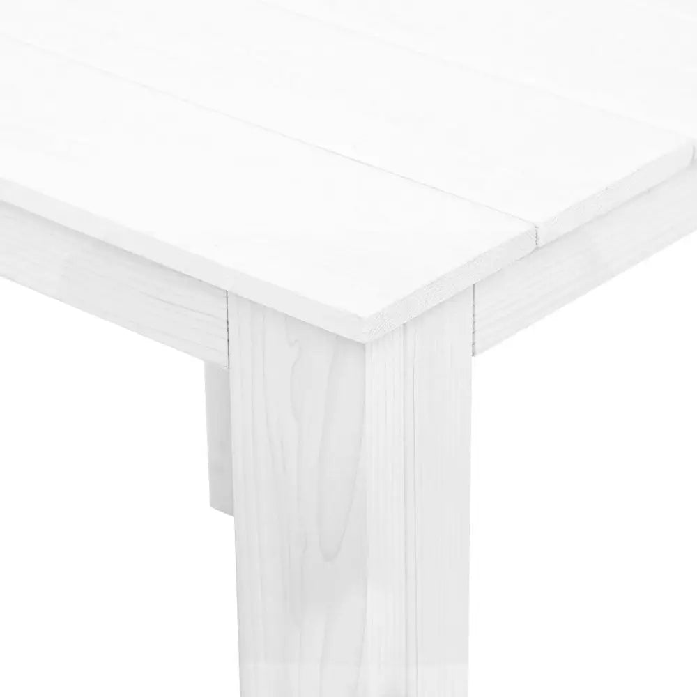 Gardeon 3PC Adirondack Outdoor Table and Chairs Wooden Foldable Beach Chair White - Furniture > Outdoor > Outdoor Sofas