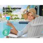 Gardeon 3PC Adirondack Outdoor Table and Chairs Wooden Foldable Beach Chair White - Furniture > Outdoor > Outdoor Sofas