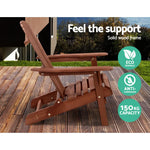 Gardeon 3PC Adirondack Outdoor Table and Chairs Wooden Foldable Beach Chair Brown - Furniture > Outdoor > Outdoor Sofas