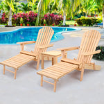 Gardeon 3PC Adirondack Outdoor Table and Chairs? Wooden Sun Lounge Beach Patio Natural - Furniture > Outdoor