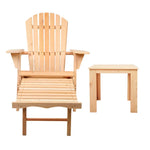 Gardeon 3PC Adirondack Outdoor Table and Chairs? Wooden Sun Lounge Beach Patio Natural - Furniture > Outdoor