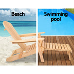 Gardeon 3PC Adirondack Outdoor Table and Chairs? Wooden Sun Lounge Beach Patio Natural - Furniture > Outdoor