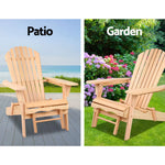 Gardeon 3PC Adirondack Outdoor Table and Chairs? Wooden Sun Lounge Beach Patio Natural - Furniture > Outdoor