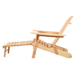 Gardeon 3PC Adirondack Outdoor Table and Chairs? Wooden Sun Lounge Beach Patio Natural - Furniture > Outdoor