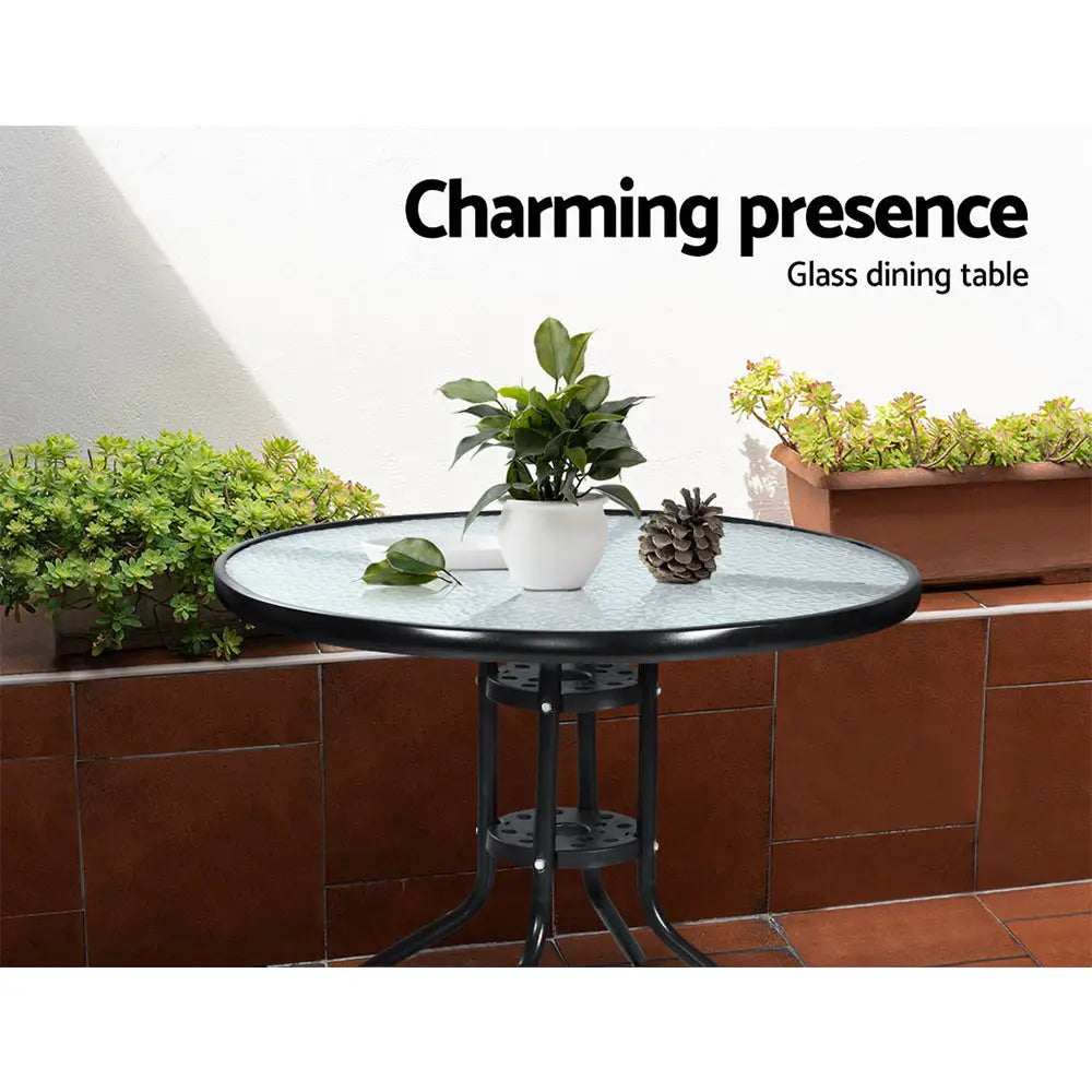 Gardeon 3PC Bistro Set Outdoor Furniture Rattan Table Chairs Cushion Patio Garden Ezra - Furniture > Outdoor