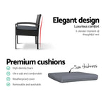Gardeon 3PC Bistro Set Outdoor Furniture Rattan Table Chairs Cushion Patio Garden Felix - Furniture > Outdoor