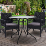Gardeon 3PC Bistro Set Outdoor Furniture Rattan Table Chairs Cushion Patio Garden Lyra - Furniture > Outdoor