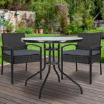 Gardeon 3PC Bistro Set Outdoor Furniture Rattan Table Chairs Cushion Patio Garden Felix - Furniture > Outdoor