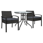 Gardeon 3PC Bistro Set Outdoor Furniture Rattan Table Chairs Cushion Patio Garden Felix - Furniture > Outdoor