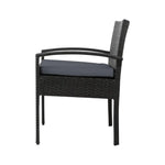 Gardeon 3PC Bistro Set Outdoor Furniture Rattan Table Chairs Cushion Patio Garden Felix - Furniture > Outdoor