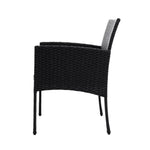 Gardeon 3PC Bistro Set Outdoor Furniture Rattan Table Chairs Cushion Patio Garden Ezra - Furniture > Outdoor