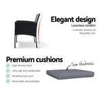 Gardeon 3PC Bistro Set Outdoor Furniture Rattan Table Chairs Cushion Patio Garden Ezra - Furniture > Outdoor