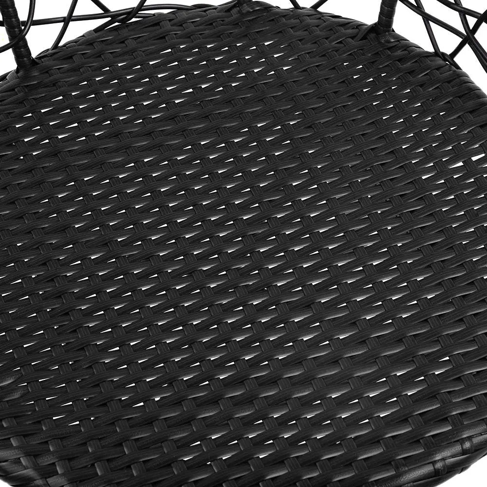 Gardeon 3PC Bistro Set Outdoor Furniture Rattan Table Chairs Patio Garden Cushion Black - Furniture > Outdoor
